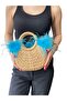 Feather Detailed Design Byyeşo Straw Bag Yellow - 3