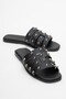 Women's Faux Leather Troc Detailed Slippers 6321 Black - 4