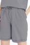 Women's 2-Piece Gray T-Shirt & Double Leg Shorts Set, Combed Cotton, Lycra Fabric Regular Fit - 8