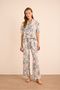 Patterned Viscon Linen, Front Buttoned Pajama Top