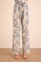 Patterned Viscon Linen, Elastic Waist Pajama Bottoms - 2