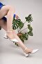 White Leather Women's Low Heeled New Classic Shoes - 2