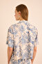Patterned Viscon Linen, Front Buttoned Pajama Top - 6