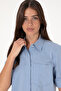 Women's Blue Long Sleeve Striped Tunic Shirt 50299523-Vr036 - 2