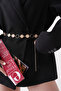 Women's Gold Flower and Hoop Design Chain Belt 7600 - 3