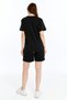 Women's 2-Piece Black T-Shirt & Double Leg Shorts Set, Combed Cotton, Lycra Fabric Regular Fit - 6