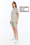 Women's 2-Piece Stone T-Shirt & Double Leg Shorts Set, Combed Cotton, Lycra Fabric Regular Fit