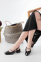 Gentle Pearl Short Block Heeled Patent Leather Women's Shoes