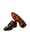 Black Bordo Color Lace up Khaki Leather Men's Shoes - 3