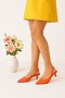 Orange Low Thin Heeled Suede Side Elastic Women's Evening Dress Classic Heeled Shoes