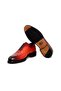 Red Color Lace-Up Genuine Leather Men's Shoes - 3