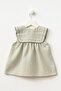 Baby Girl's Holiday Linen Dress with Embroidered Collar and Bag - 3