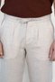 Linen Jogger+Drawn Rubbered Pants Beige - 3