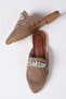 Lisette Mink Color Stone Buckle Women's Hand Knitted Flat Slippers - 7