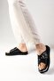 Babes Genuine Leather Black Buckle Thick Soled Women's Slippers - 5