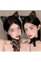 Cat Ear Ribbon Black Tulle Detail Cosplay Anime Gothic Teenage Girls Children Baby Crown Hair Aksesua