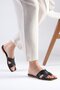 Margo Black Color Women's Flat Slippers with Blunt Toe - 5