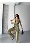 Women's Shawl Collar Belted Vest Palazzo Pants Suit - 6