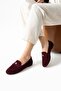 Women's Genuine Leather Ballerinas Claret Red