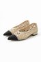 Women's Genuine Leather Straw Ballerina Beige - 4