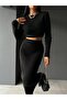 Dgn's''Swe Collection'' Women's Gofra&Crop Detail 2-Piece Sweater-Skirt Set