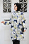 Patterned Oil Green Hijab Tunic 11677YY