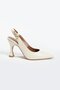 Women's Cream Genuine Leather Heeled Shoes with Accessory Detail - 2