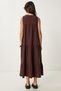 Flounced Summer Muslin Dress Brown Lmx0087 - 5