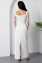 Heart Neckline Puff Sleeves Paillette Evening Dress Ecr5492 - 7