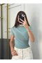 Women's Crew Neck and Waist Drawstring Sandy Fabric Short Sleeve Blouse - 3