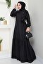 Black Dress with Bird's Eye Detail - 2