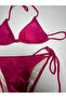 Women's Dark Pink Halter Neck Tie-Up Triangle Bikini Set Hzl25S-Lc5005 - 5