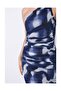Women's Blue Patterned One Shoulder Draped Midi Length Tulle Dress - 6