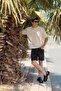 Men's Paul Back Print Crew Neck Regular Fit T-Shirt 100% Cotton - Stone - 4