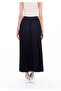 Navy Blue Maxi Length Elastic Waist Pleated Skirt - 4