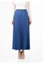 Indigo Maxi Length Elastic Waist Pleated Skirt - 3