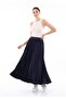 Navy Blue Maxi Length Elastic Waist Pleated Skirt