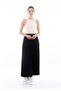 Black Maxi Length Elastic Waist Pleated Skirt