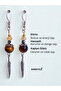 Silver Color Dangle Women's Earrings with Citrine Hematite Tiger's Eye Stone and Eagle Feather Detail - 3