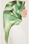 Grass Green - Black Transitional Floral Pattern Tivil Silk Scarf 9124 - 53 - 2