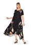 Plus Size Women's Relaxed Cut Patterned Short Sleeve Asymmetrical Viscose Combed Cotton Dress - 2