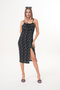 Women's Black Floral Slit Summer Knitted Dress - 5