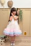 White Hem Colorful Ruffles Shiny Satin Top Flared Tulle Gilet Baby Girl & Girls Dress - Donna - 8