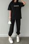 Thatssofetch T-Shirt Sweatpants Jogger - Black Print Bottom Top Sweatpants Set Oversize Bicycle Yak - 2