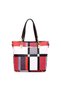6-Piece Lattice Texture Handbag Set Red/Black/White - 5