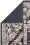 Private Black Distressed Vintage Rug with Floral Print—Authentic Woven Chenille Living Room Rug (xxx) - 6