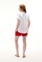 Women's Red Belted Linen Shorts - 2