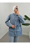 Stone detailed spreading pocketed denim jacket - ice blue - 3