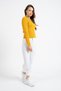 Women's Vt113 V-Neck Knit Pattern Knitwear Sweater Mustard - 3
