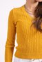 Women's Vt113 V-Neck Knit Pattern Knitwear Sweater Mustard - 7